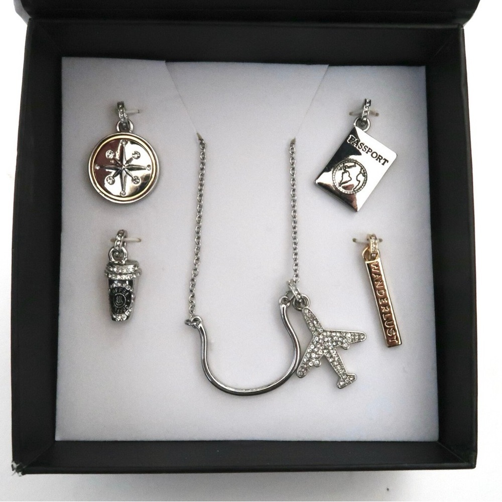 White House Black Market Silver travel lover Jewelry Set
